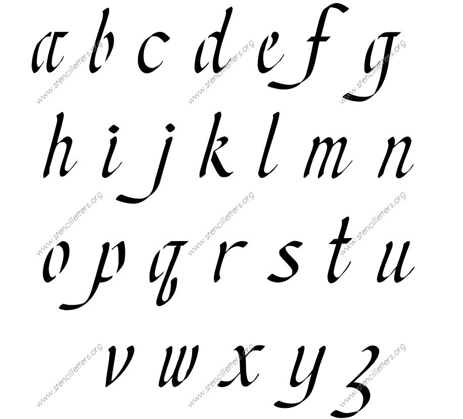 Stylish Cursive A to Z lowercase letter stencils