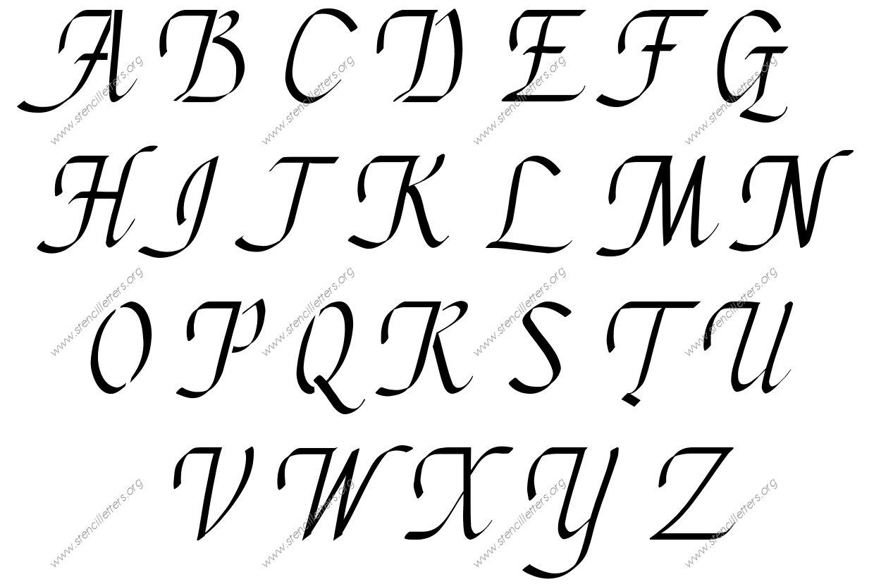Stylish Cursive A to Z alphabet stencils