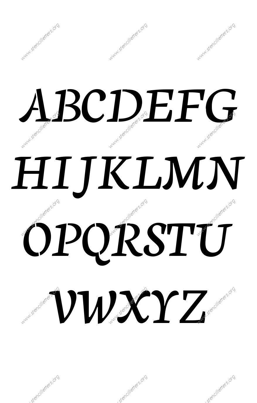 Humanist Cursive A to Z uppercase letter stencils
