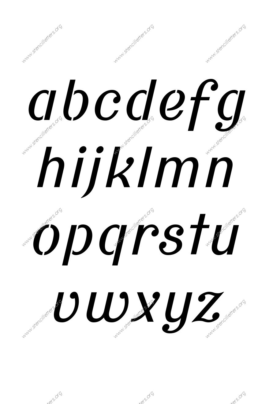 Sans-Serif Cursive A to Z lowercase letter stencils
