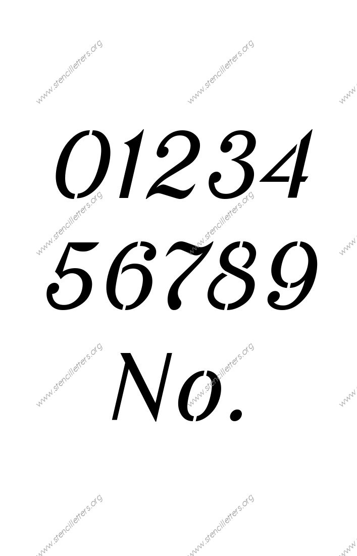 Sans-Serif Cursive 0 to 9 number stencils