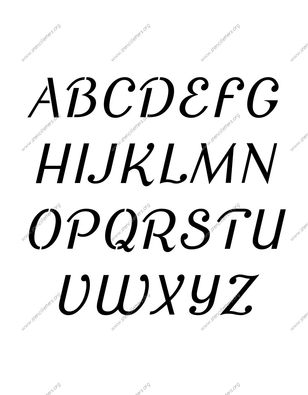 Sans-Serif Cursive Stencil Letter Set