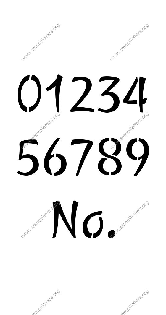 Calligraphic Cursive 0 to 9 number stencils