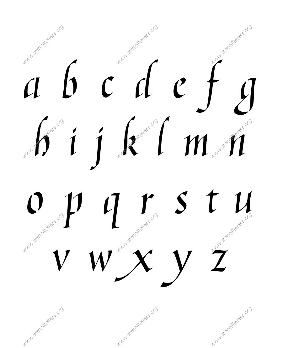Graceful Cursive A to Z lowercase letter stencils