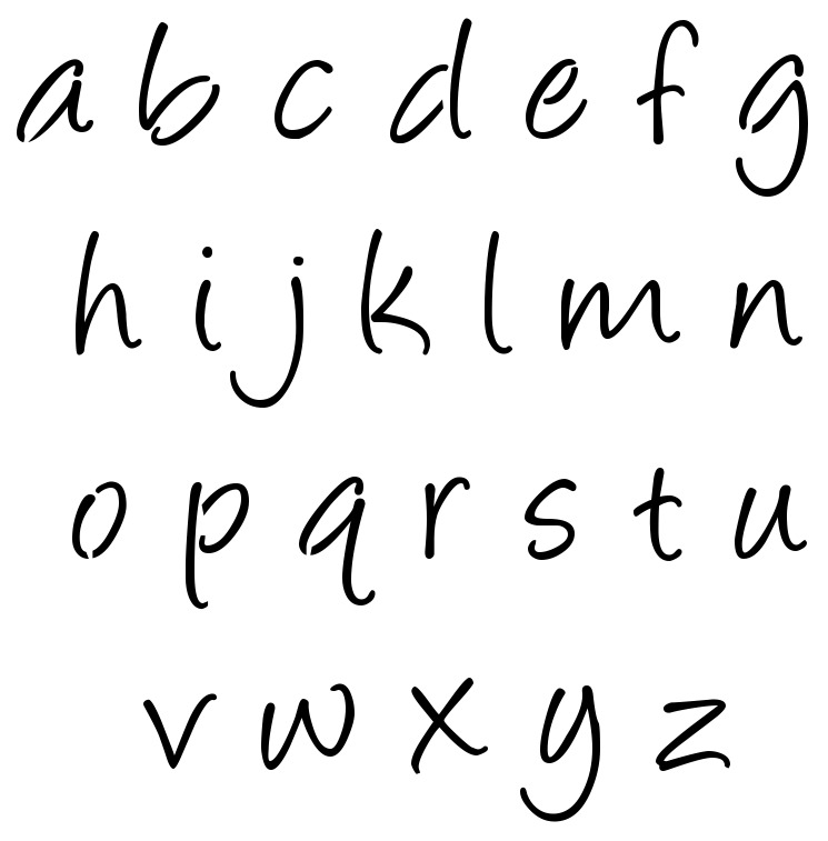 Handwriting Cursive A to Z lowercase letter stencils