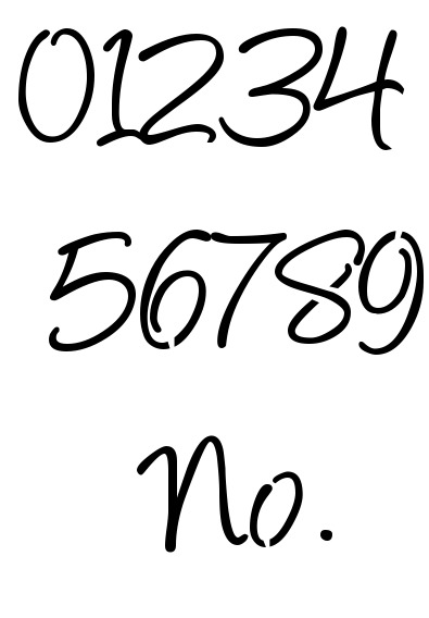 Handwriting Cursive Number Stencil