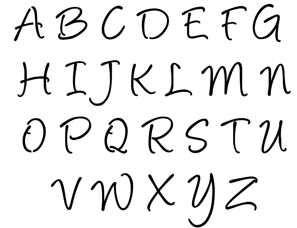 Handwriting Cursive A to Z uppercase letter stencils