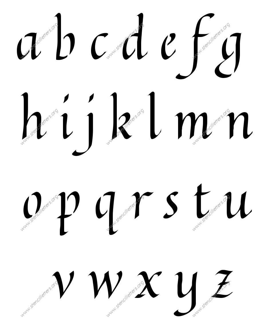 Longhand Calligraphy A to Z lowercase letter stencils