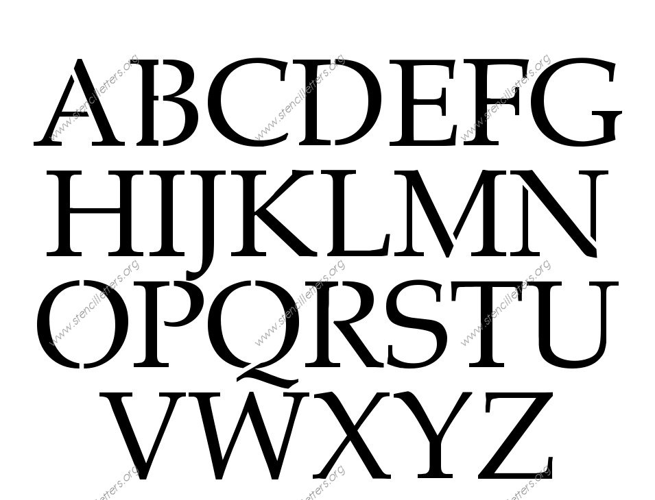 Elegant Geometric Uppercase & Lowercase Letter Stencils A-Z 1/4 inch up to 36 inch Printable File Size - Stencil Letters Org