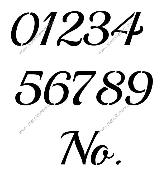 Vintage Calligraphy Number Stencils 0 to 9 up to 36 inch Printable File Size - Stencil Letters Org
