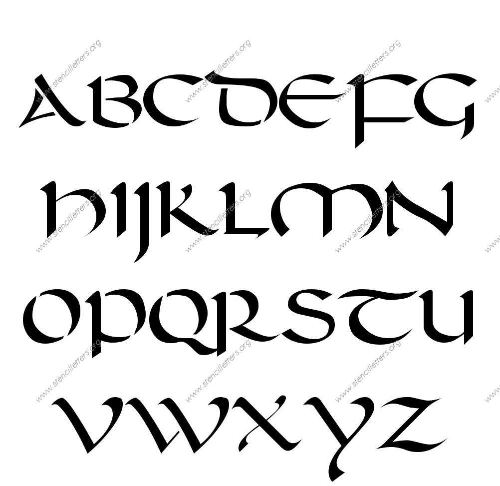 Longhand Penmanship Calligraphy A to Z alphabet stencils