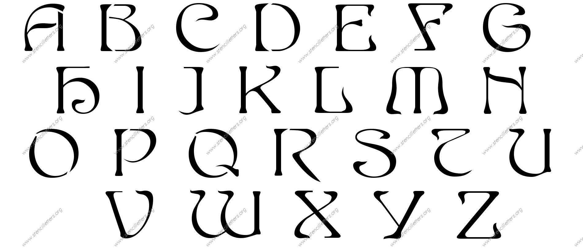 Art Nouveau Letter Stencils Numbers and Custom Made to Order Designs - Stencil Letters Org