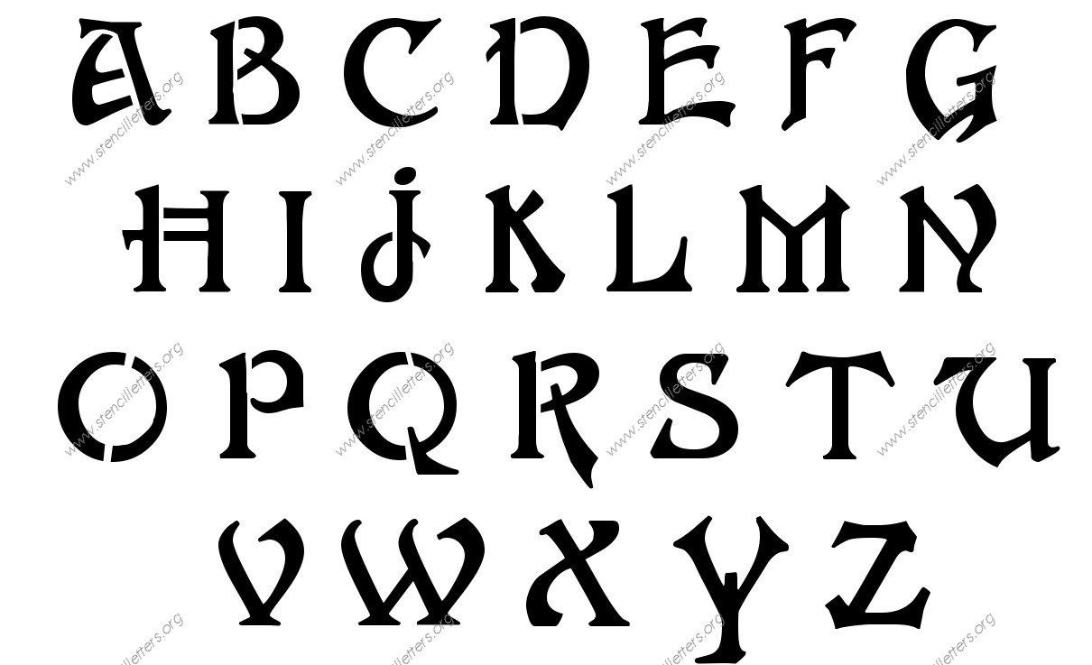 Intricate Art Nouveau A to Z alphabet stencils