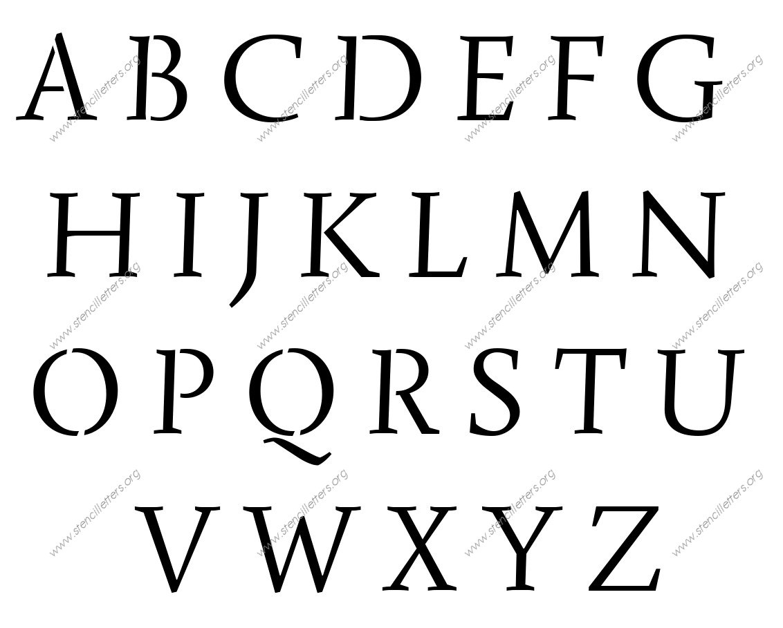 Humanist Italic A to Z uppercase letter stencils