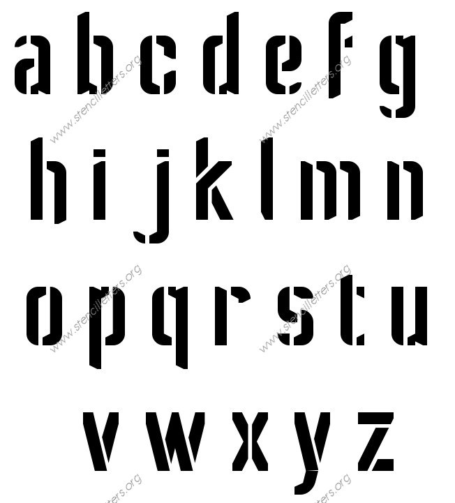 Sci-fi Futuristic A to Z lowercase letter stencils