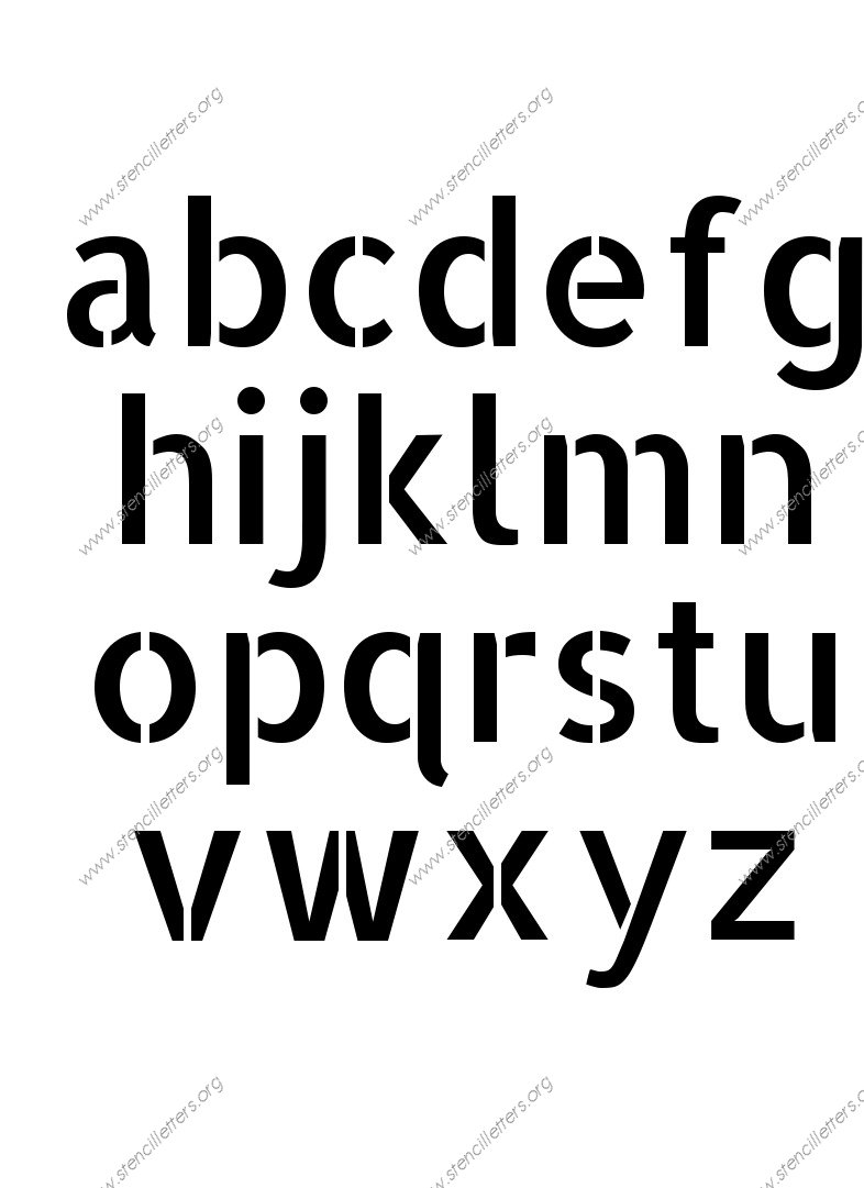 Sans-Serif Modern A to Z lowercase letter stencils