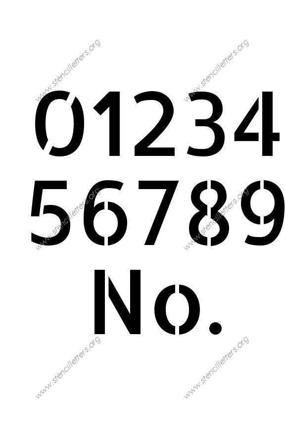 Sans-Serif Modern 0 to 9 number stencils