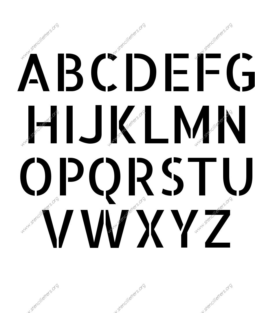 Sans-Serif Modern Uppercase & Lowercase Letter Stencils A-Z 1/4 inch up to  36 inch Printable File Size - Stencil Letters Org