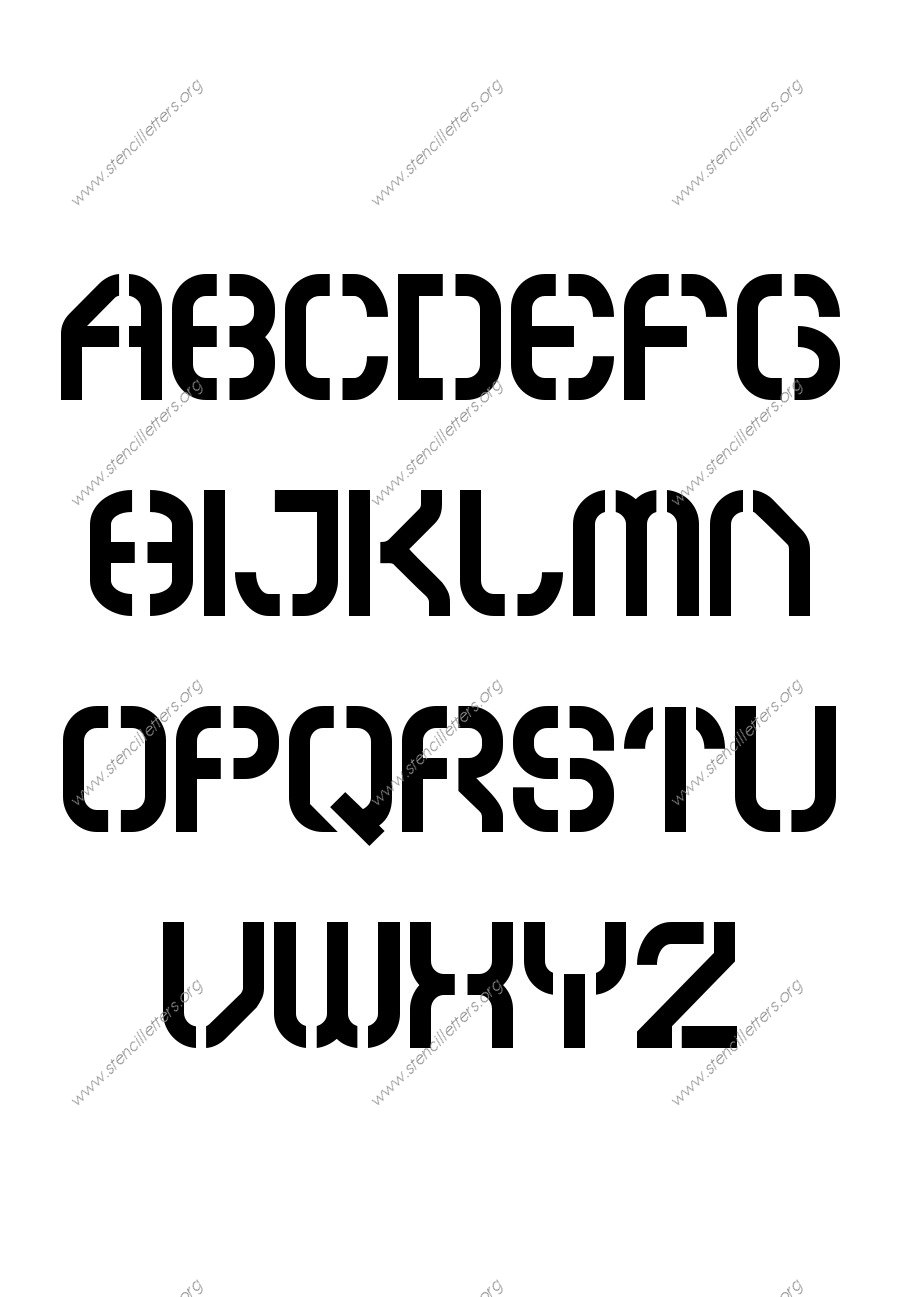 Square Futuristic A to Z alphabet stencils