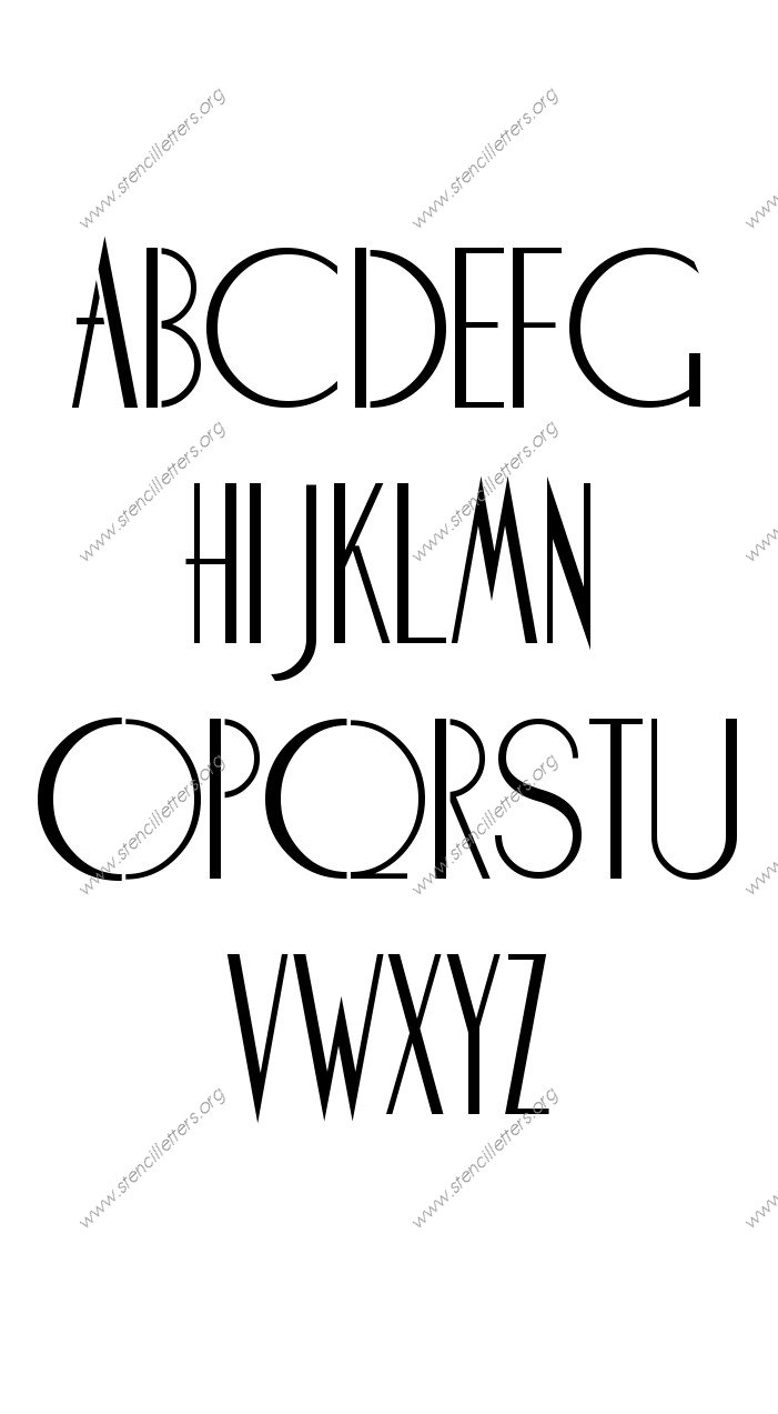 Elegant Art Deco A to Z uppercase letter stencils