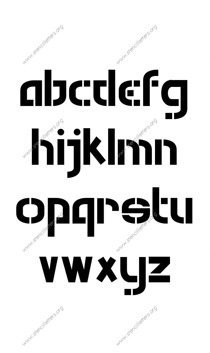 Contemporary Modern A to Z lowercase letter stencils