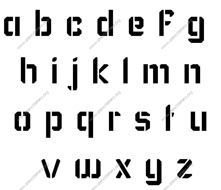 Techy Modern A to Z lowercase letter stencils