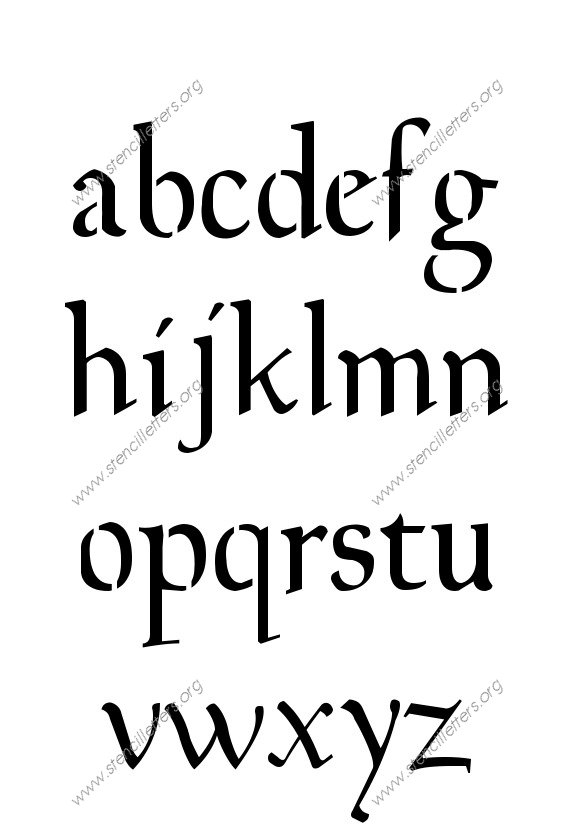 Decorative Celtic A to Z lowercase letter stencils