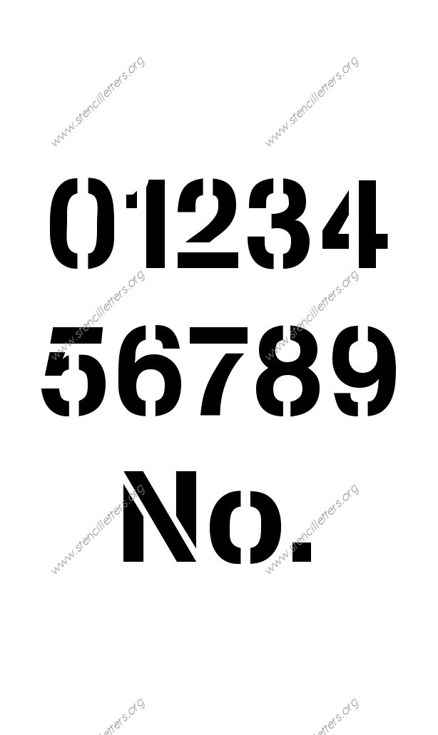 Army Modern Number Stencils 0 to 9 up to 36 inch Printable File Size - Stencil Letters Org