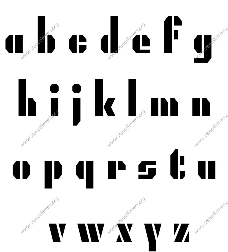 Octagonal Army A to Z lowercase letter stencils
