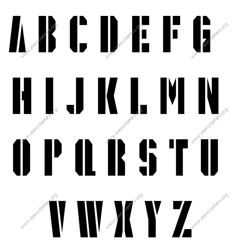 Octagonal Army A to Z uppercase letter stencils