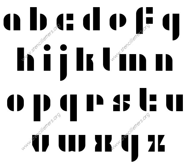 Rounded Decorative A to Z lowercase letter stencils