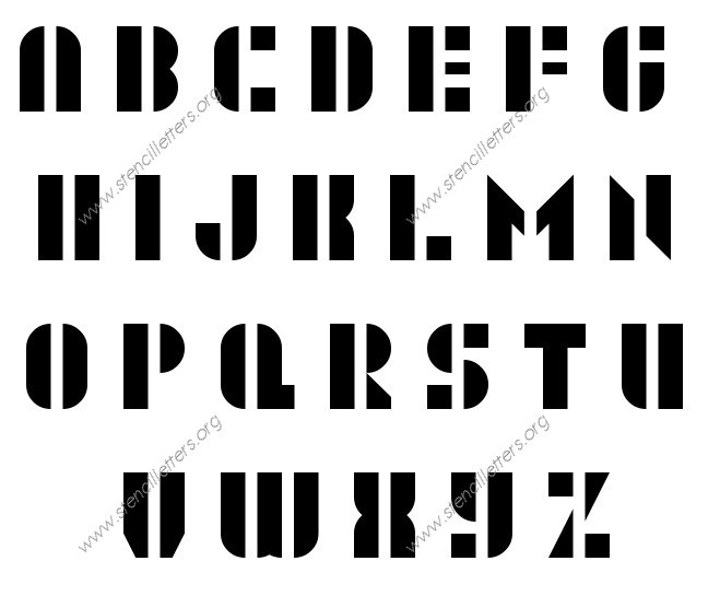Rounded Decorative A to Z alphabet stencils