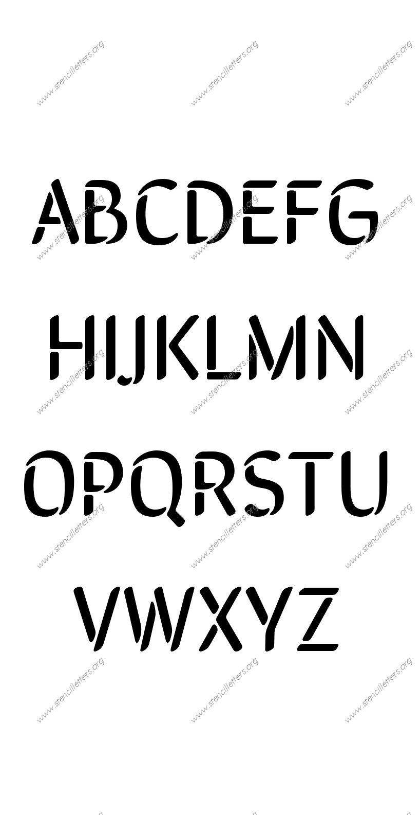 Brush Decorative A to Z alphabet stencils