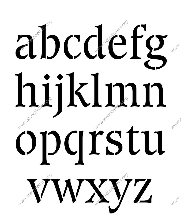 Basic Bold Elegant A to Z lowercase letter stencils