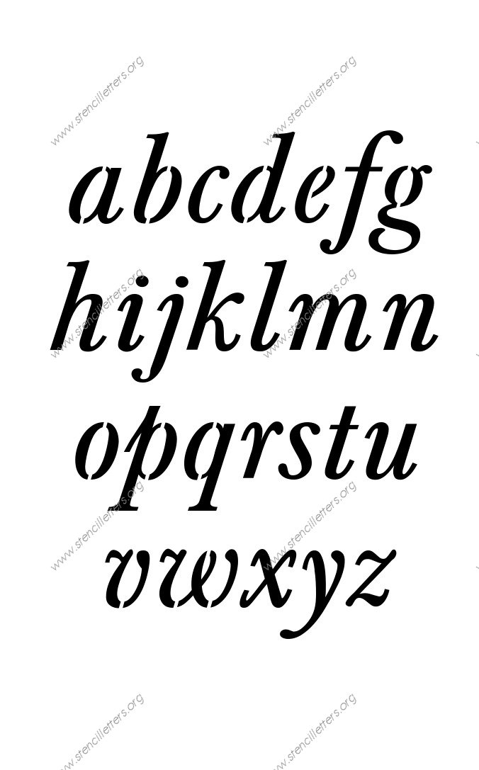 Elegant Italic A to Z lowercase letter stencils