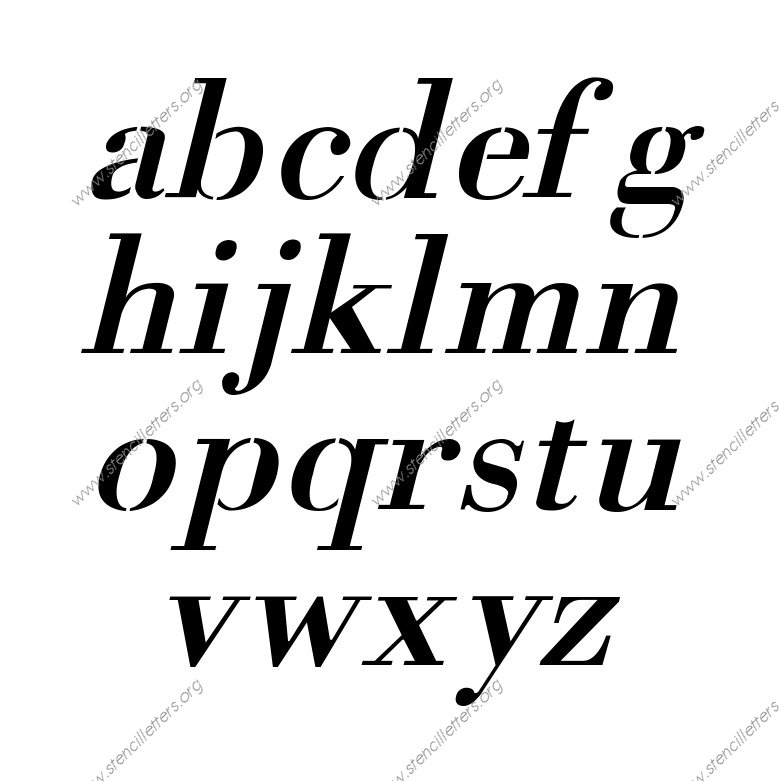 1700s Decorative Italic A to Z lowercase letter stencils