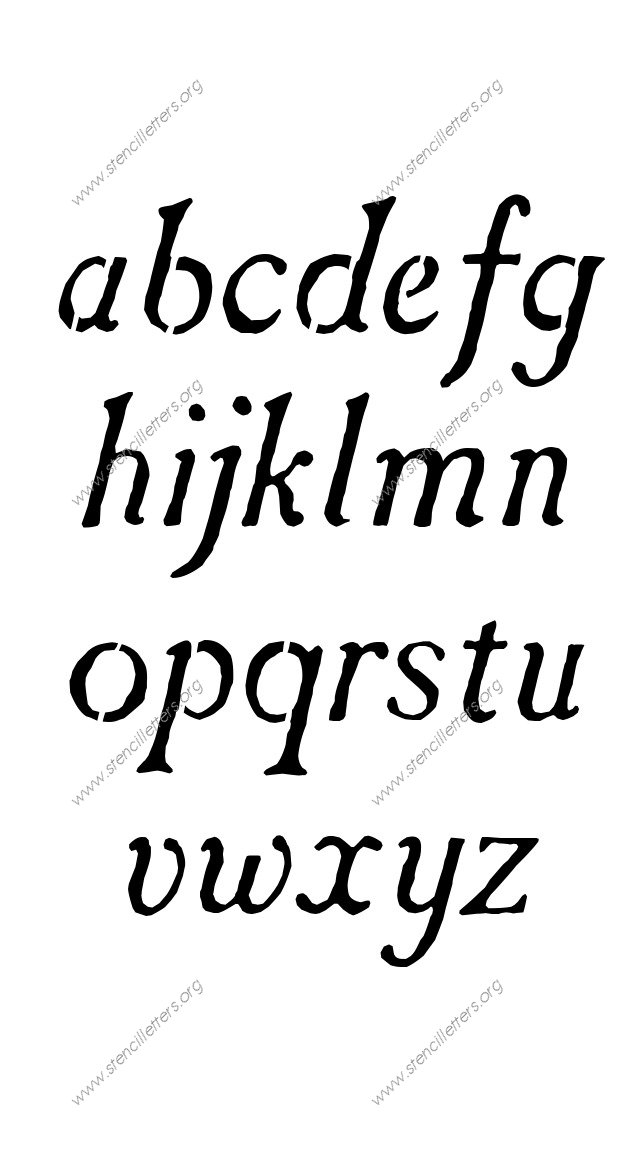 Antique Italic A to Z lowercase letter stencils