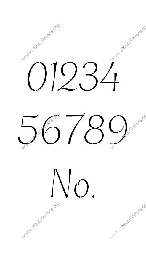 Fancy Italic 0 to 9 number stencils