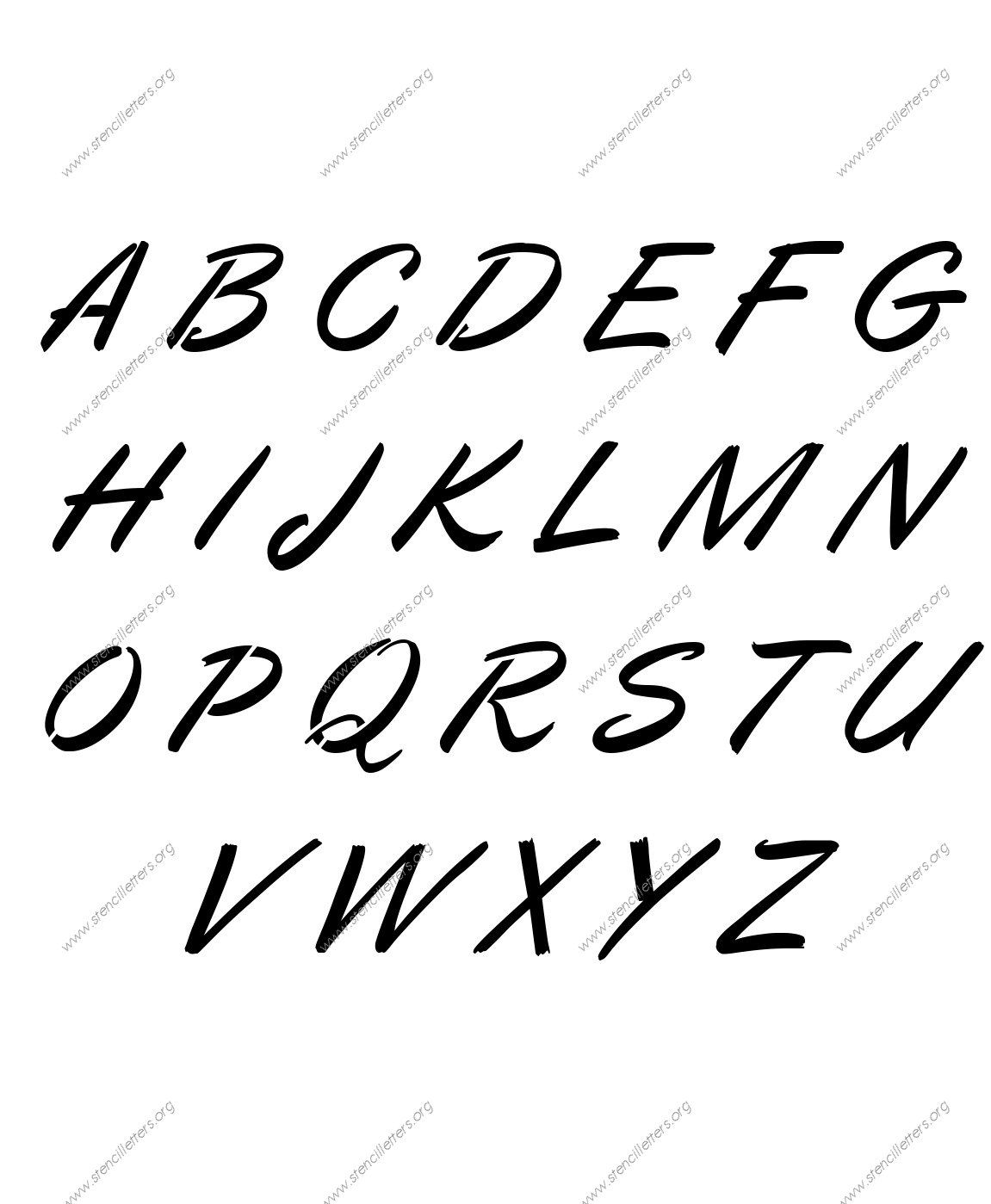 Calligraphic Italic A to Z alphabet stencils