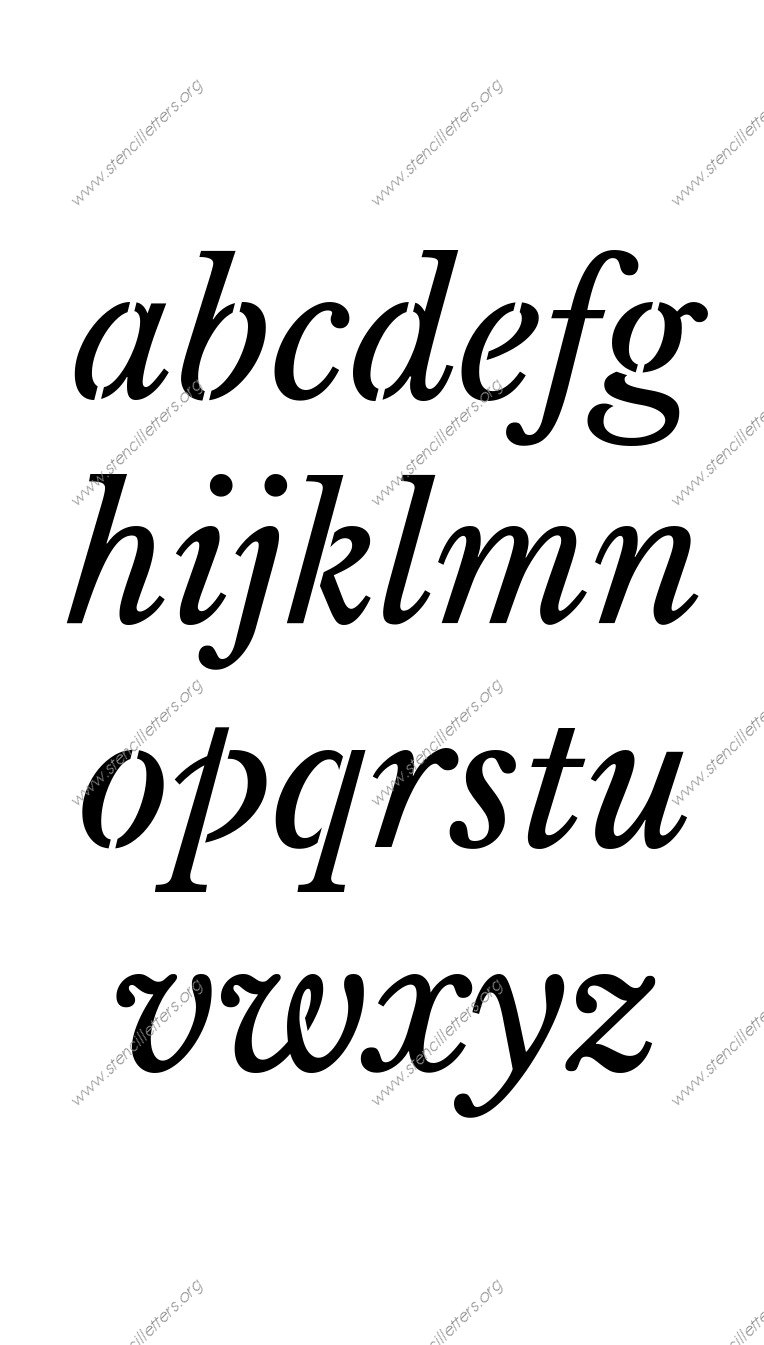 Roman Serif Italic A to Z lowercase letter stencils