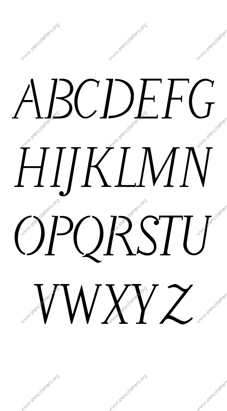 Longhand Italic A to Z alphabet stencils