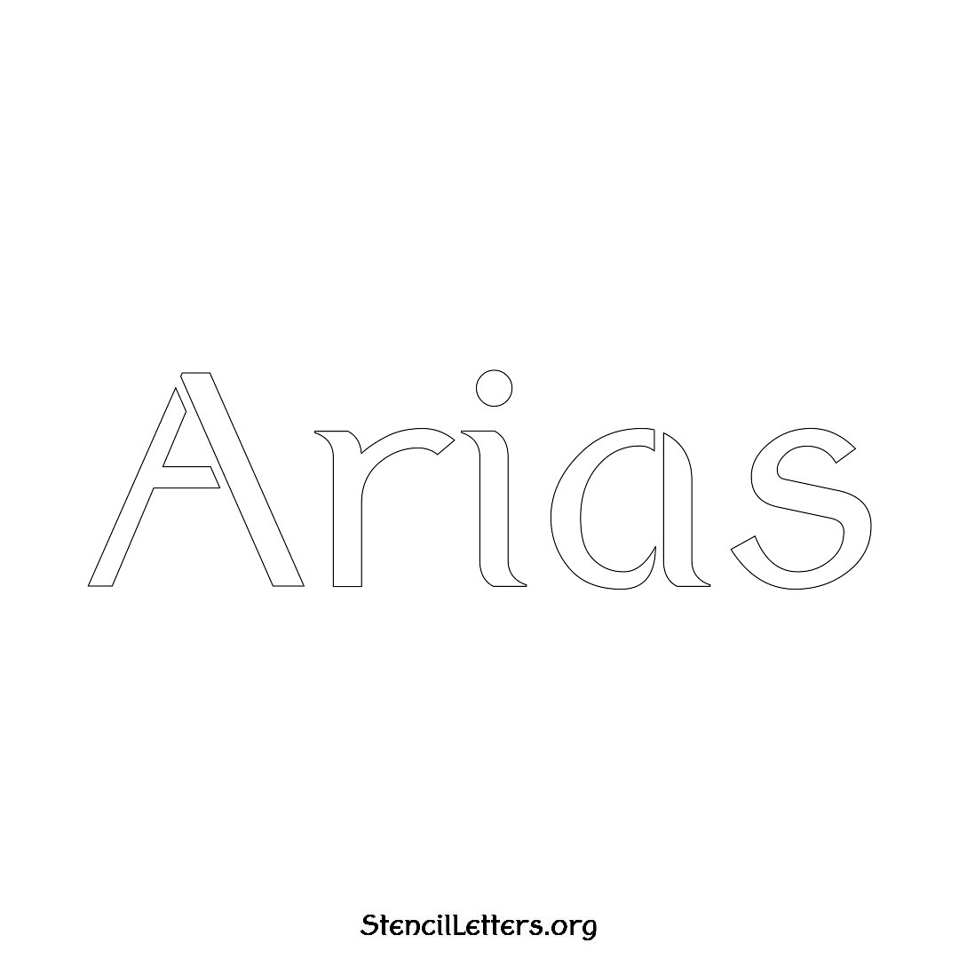 Arias name stencil in Ancient Lettering