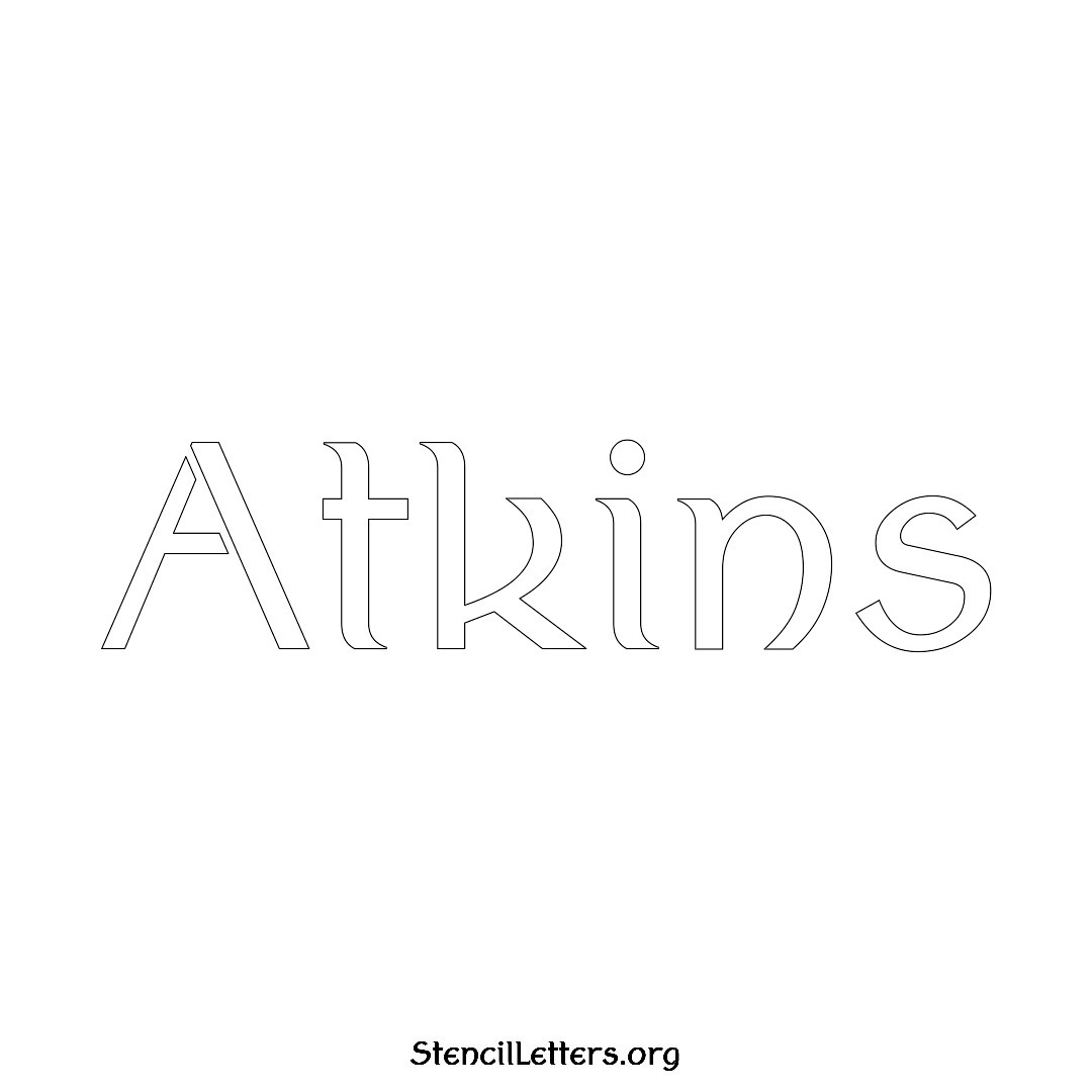 Atkins name stencil in Ancient Lettering