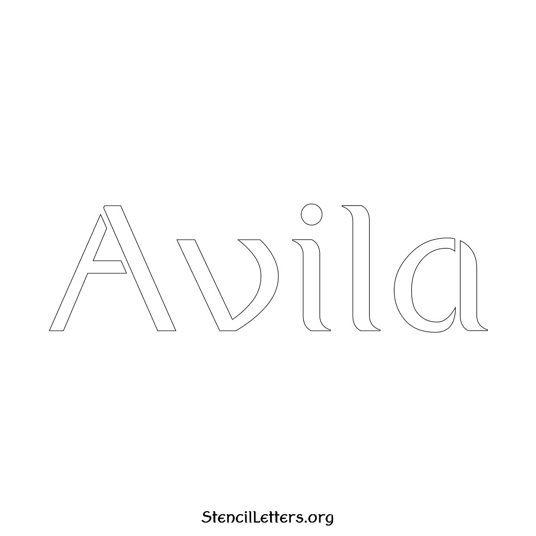 Avila name stencil in Ancient Lettering