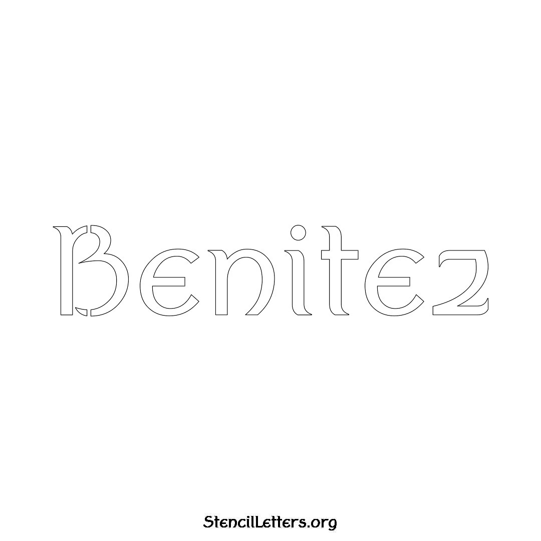 Benitez name stencil in Ancient Lettering