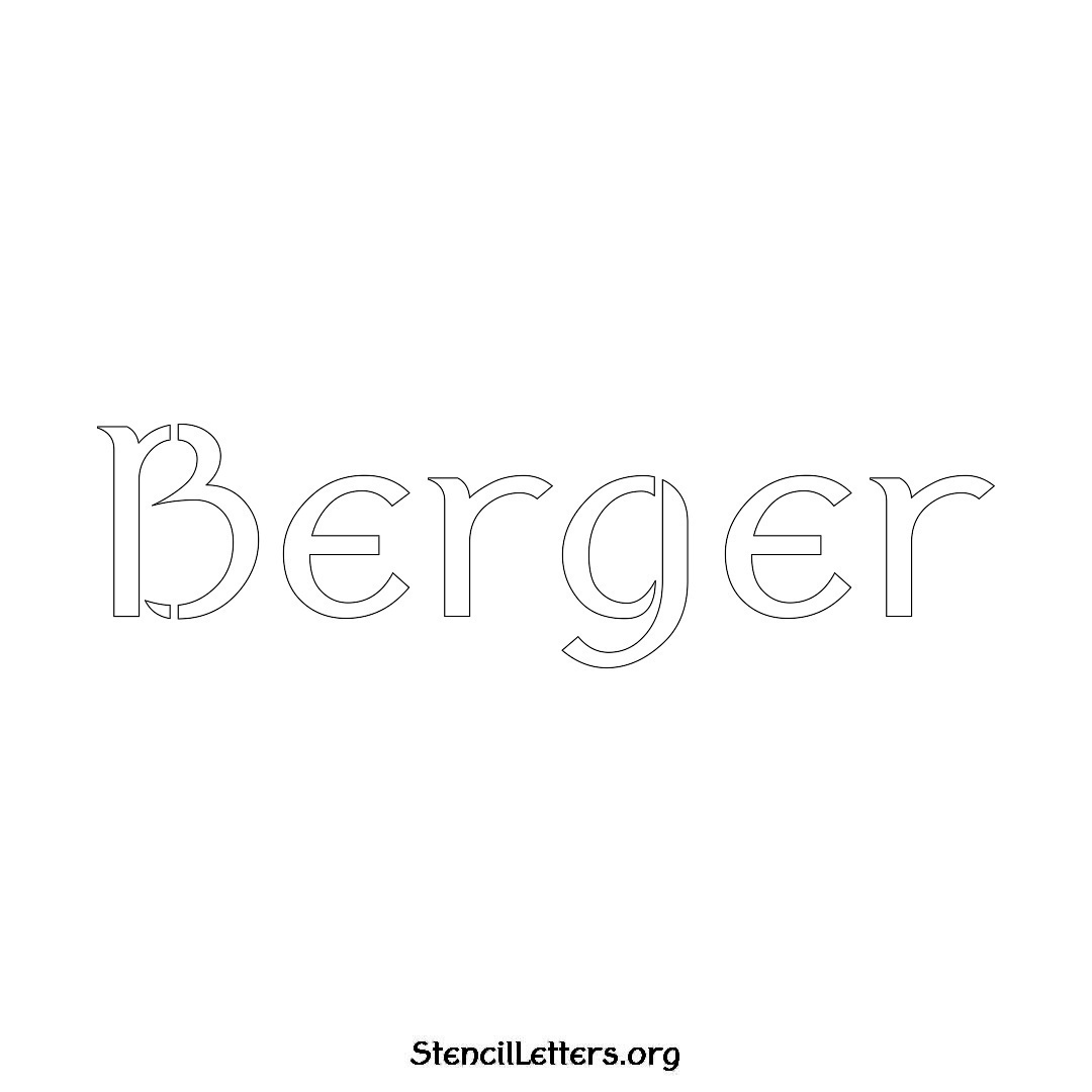 Berger name stencil in Ancient Lettering