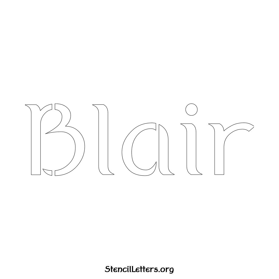 Blair name stencil in Ancient Lettering