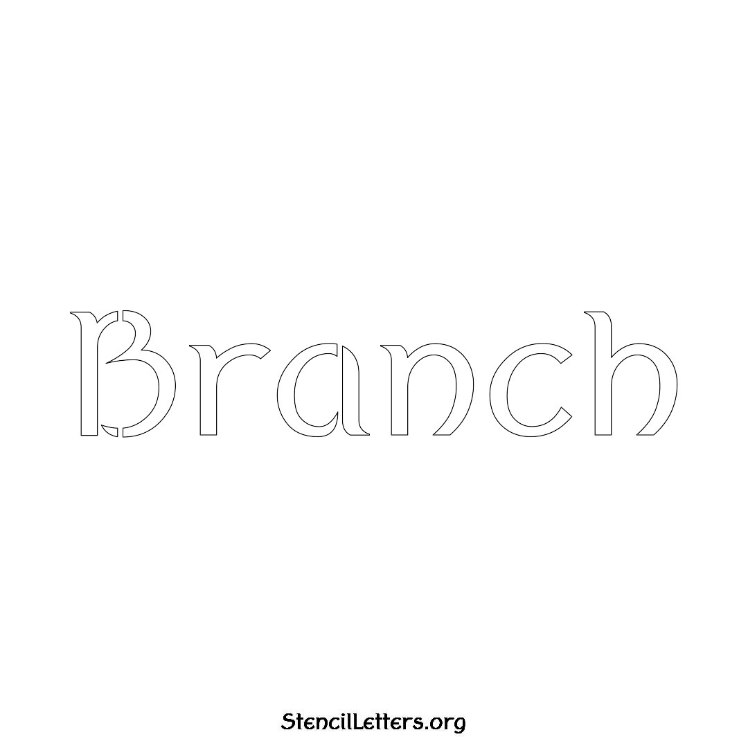 Branch name stencil in Ancient Lettering