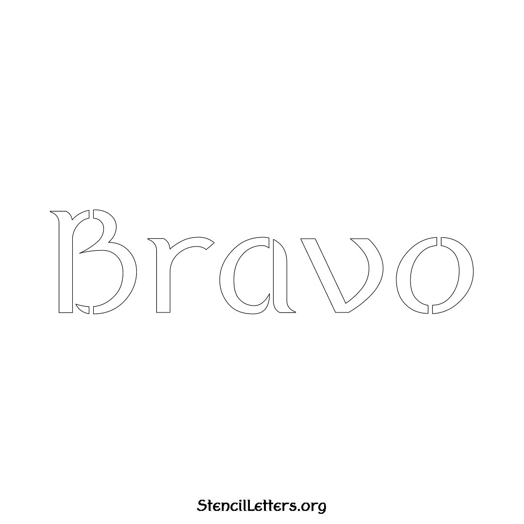 Bravo name stencil in Ancient Lettering