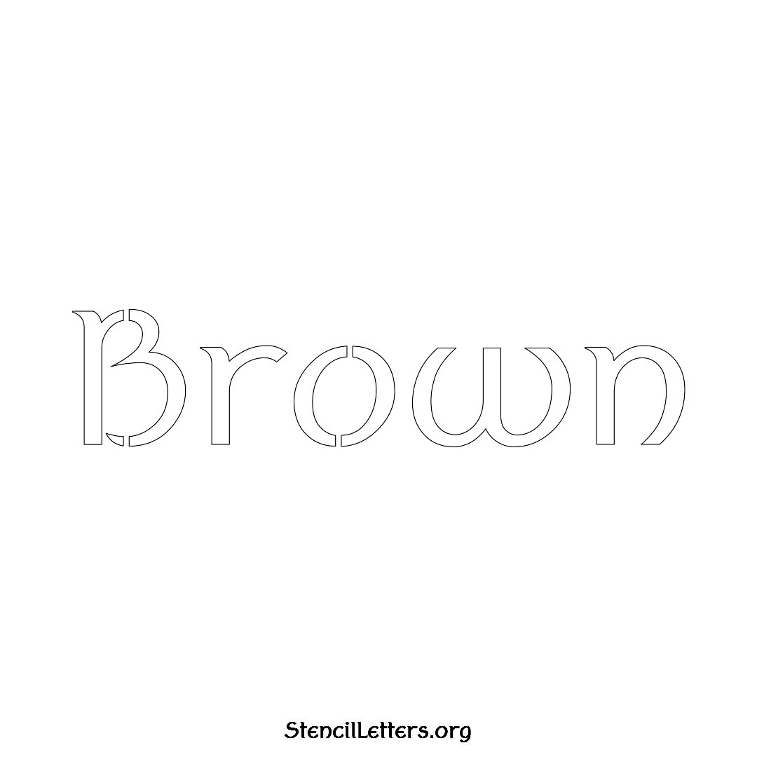 Brown name stencil in Ancient Lettering